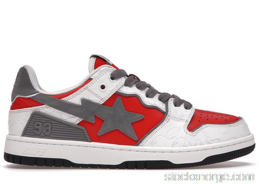 Outlet A Bathing Ape Bape SK8 Sta White Red 001FWH801017_RED_A/1H80191017-RED