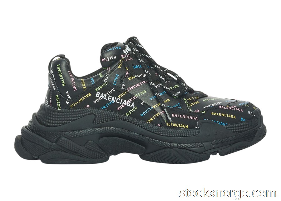 Outlet Balenciaga Triple S AllOver Logo Black Multicolor (W) 524039W2FA81083