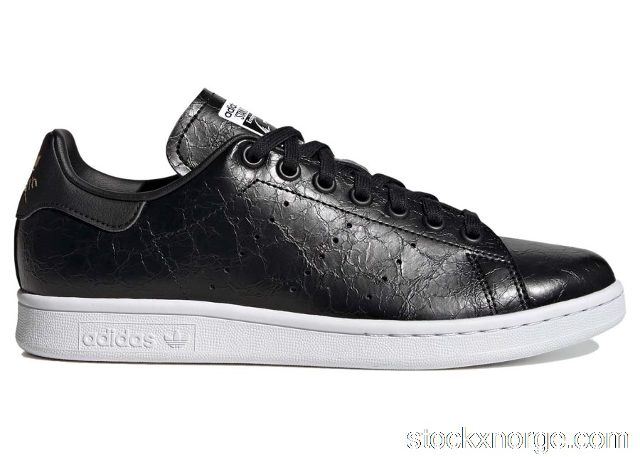 Outlet adidas Stan Smith Cracked Leather Black Gold (W) GY5906